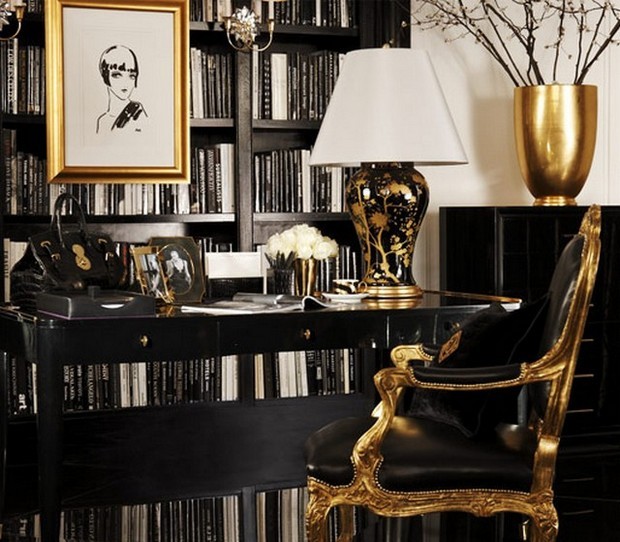 luxury gold and black furniture for modern interiors