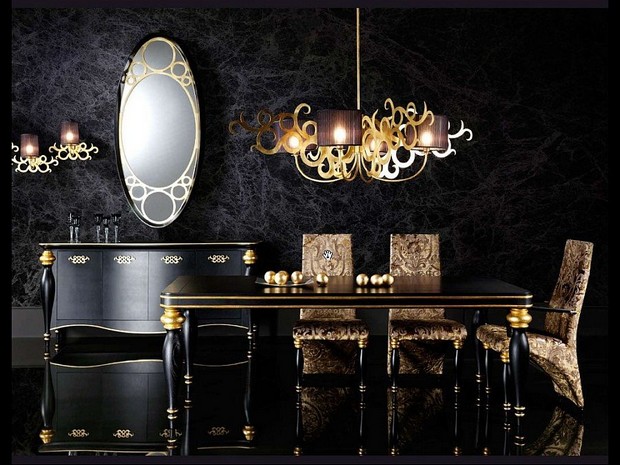 luxury gold and black furniture for modern interiors