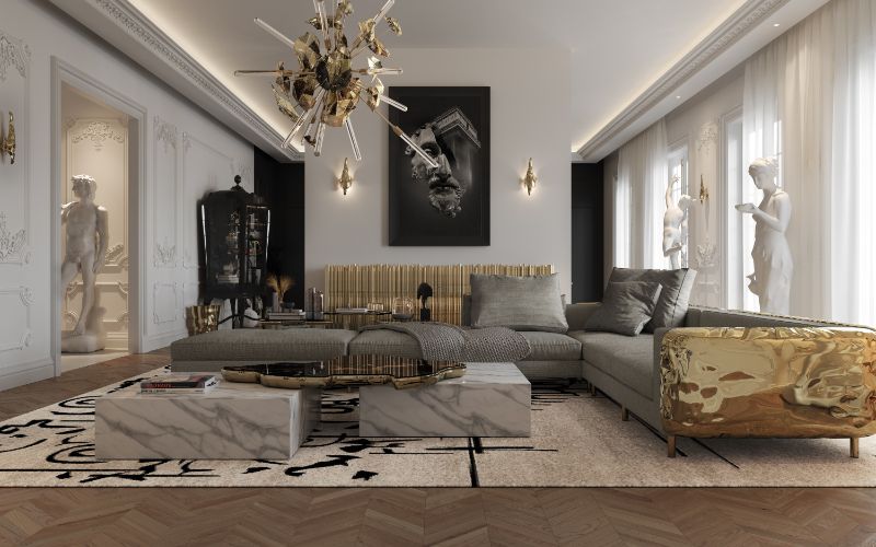 Get The Look Of Parisian Penthouse's Living Room Design
